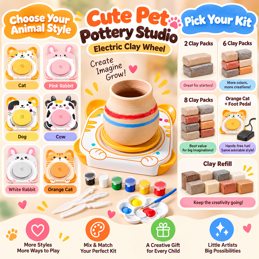 Cute Pet Pottery Studio – Kids Electric Clay Wheel
